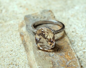 Unique hallo ring Gold Pink Morganite Engagement Ring Diamond Wedding Ring Solitaire diamond Braided ring Cocktail ring Classic ring Solid