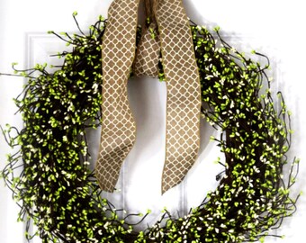 Green Pip Berry Wreath | Summer Door Wreath | Spring Wreath | Door Decor | Farmhouse Decor | Rustic Wreath