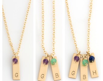 Custom Birthstone Necklace for Mom/Personalized Initial Necklace/Mini Letter/Family Tree Necklace for Grandma/Family Necklace/Gift for Mom