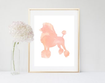 Poodle Print, Printable Art, Dog Print, Watercolor Poodle, Pink Poodle, Instant Download, Wall Decor, Wall Art