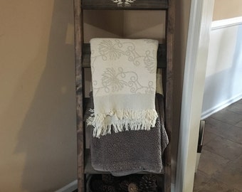 Blanket ladder, wooden blanket ladder, towel ladder, rustic ladder, wooden ladder, country decor, rustic ladder, blanket storage, blanket