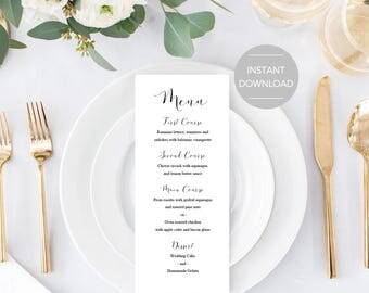 Wedding Menu Template, Wedding Food Menu, Printable Wedding Menu, Printable Menu, Wedding Menu Printable, Wedding Menu Instant Download