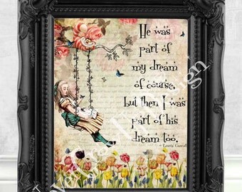 Alice in Wonderland Decor Alice in Wonderland Print Alice in Wonderland Quote Alice in Wonderland Wall Art Mad Hatter Tea Party Alice C:55