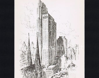 NEW YORK Pencil Sketch Vintage Print by BlastsFromThePast ...