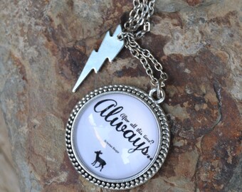 Harry Potter Always necklaces set, Harry Potter lightning necklace layered, Always Harry Potter necklace, Harry Potter jewelry