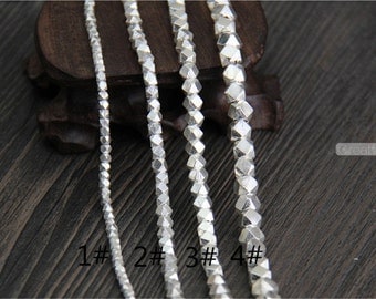 Handmade Sterling Silver Faceted Beads Small size Solid 925 Silver Spacer Beads Karen Hill Tribe Beads 4 sizes to choose SS102