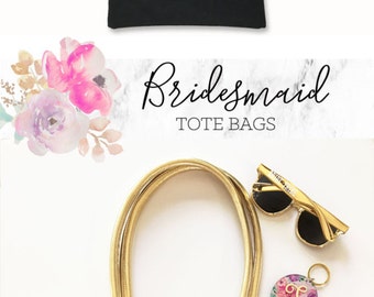 Bridesmaid Tote Bags Monogram Tote Bags Personalized Tote Bags Gold Tote Bags Bridesmaid Gift Bags (EB3127M)