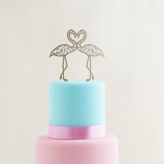 Flamingo Cake Topper Geometric Flamingo Tropical Cake