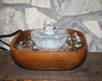 Wooden Bowl Water Fountain