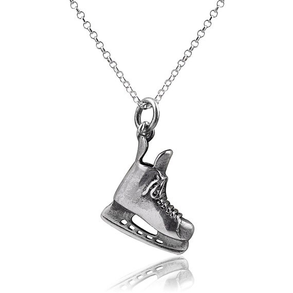 Sterling Silver Hockey Skate Pendant Hockey Jewelry Hockey