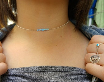 Opal beads choker necklace, Beaded choker necklace, Opal choker necklace, Tiny beads choker necklace, Opal Beads Choker Necklace, Choker