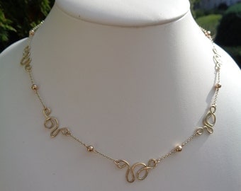 Necklace in 585-er gold with Freestyle elements, unique! Designer piece!
