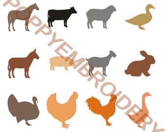 FARM animal Design for Embroidery machine / animaux ferme motifs pour broderie machine / INSTANT DOWNLOAD