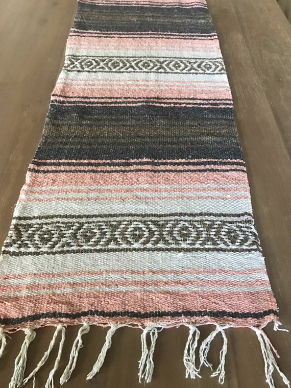 Hokic Mexican Table Runner Fringe Cotton Handwoven Mexican ...