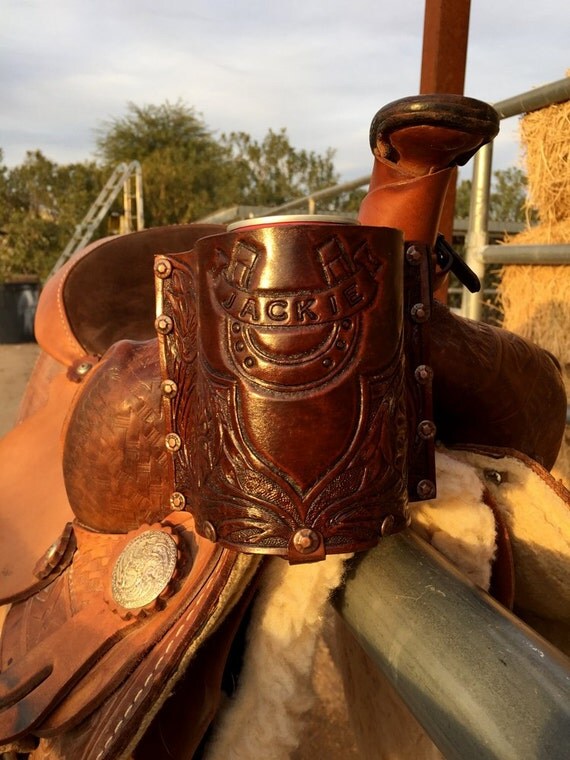 Saddle Drink Holder Leather Beer Holder Personalized Drink
