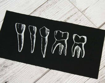 Occult patch - teeth patch - tooth, punk patch, nu goth patch, pagan patches, witch, sew on patch, horror patch, Gothic, skull, voodoo