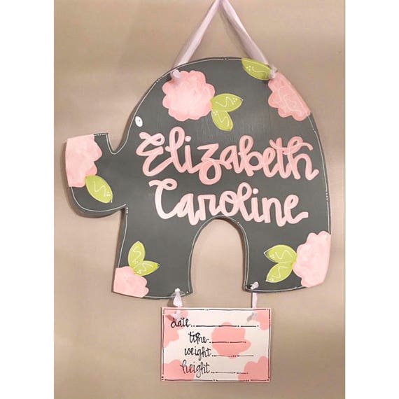 floral baby door hanger // hospital door hanger // pink grey