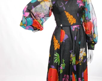 FREE US SHIPPING Gauzy Cotton Semi Sheer Floral Maxi Dress