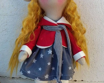 Fabric doll inside doll Rag doll art doll tilda