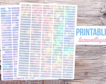 Printable Planner Stickers Holo Glitter Boke Headers for Erin Condren MAMBI Happy Planner Glam Planning Holographic Pastel Blank Header JPG