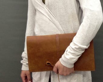 Sale!!! Brown leather clutch leather pouch personalized leather case gift for women leather document pouch document holder travel document