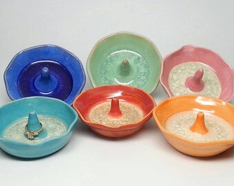 Pottery Ring Holder, glad bottom Jewelry Holder