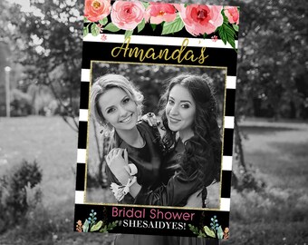 Kate Spade Bridal Shower Photo Booth Frame, Kate Spade Bridal Shower Decor, Floral Bridal Shower Photo Prop, Photo Booth Frame, Photo Prop