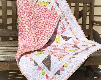 Baby Quilt, Pinwheel Baby Quilt, Baby Girl Quilt, Crib Quilt, Nursery Quilt, Pink Baby Quilt, Baby Shower Gift, Modern Baby Quilt,
