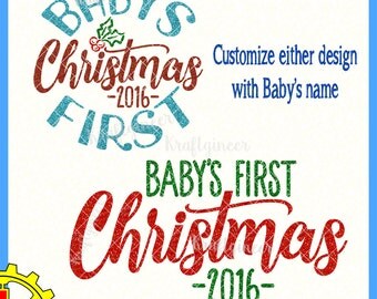 Baby's First Christmas Customizable Holly Sign svg cut file for Cricut Silhouette Scan N Cut Commercial Use