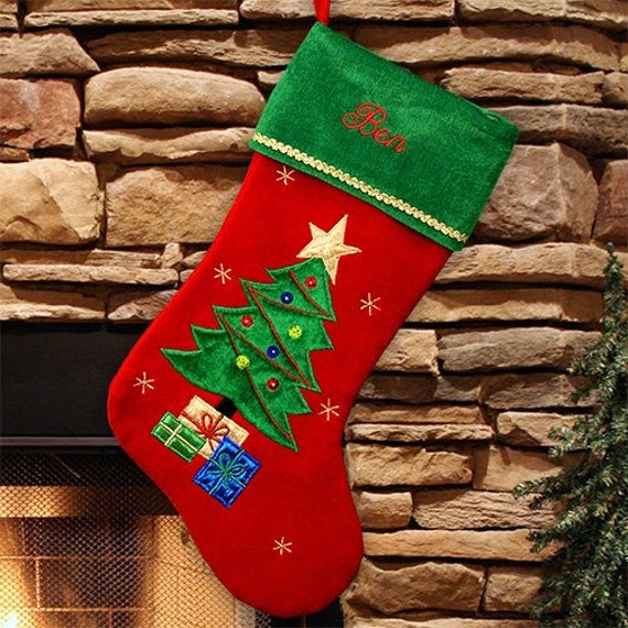 Items similar to Christmas Tree Stocking, Christmas Stocking on Etsy