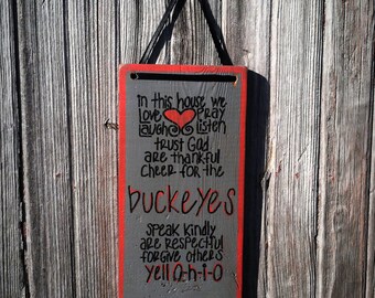 Ohio State Buckeyes Wooden Sign, Big 10, Big 12, SEC, College Football, Farmhouse Decor, Rustic Decor, Reclaimed Wood
