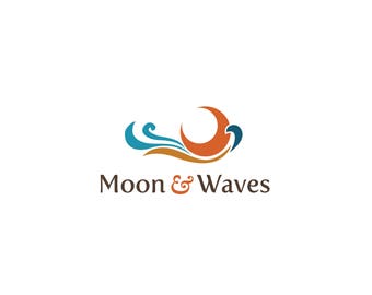 Moon and Waves Logo, Whimsical Logo, Logo Watermark, Logo Design, Boutique Logo, Premade Logo, Watermark Logo, Business Logo, Branding Logo