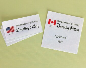 fabric labels, iron on label, quilt labels, fabric tags, knitting label, sewing label, personalized sewing label, made in USA label, NF30