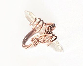 Raw Quartz Ring - Raw Crystal Ring - Crystal Jewelry - Quartz Ring - Wire Wrapped Jewelry - Gemstone Jewelry - Wire Jewelry