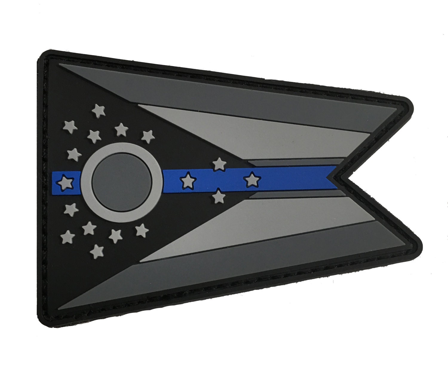 Subdued Thin Blue Line OHIO State Flag PVC Patch for Law