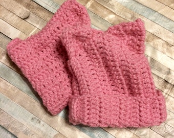 Pink Pussy Hat, Pussyhat, Pink Pussyhat, Pink Pussy Cat Hat, Pussy Cat Hat, Crochet Pussy Hat, Crochet Cat Hat, Pussy Hat Project