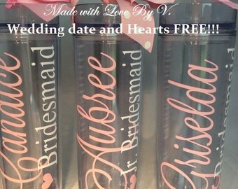 Personalized Tumbler with straw, Bridesmaid tumblers, bridesmaid gift, Bridal Party, Bachelorette Party, wedding tumbler, wedding party gift