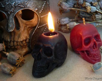 Colored Beeswax Skull Candle - Samhain, Halloween, Gothic - Black Beeswax Candles