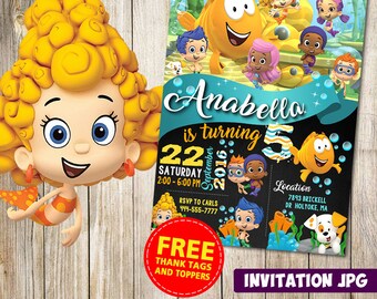 Bubble Guppies Invitation, Bubble Guppies Party, Bubble Guppies Birthday Invitation, Girl Bubble Guppies Invitation