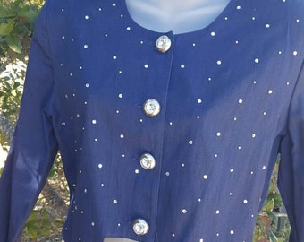 Navy Blue Shrug, Bolero Bling Top, Escar and me, BLING Blouse