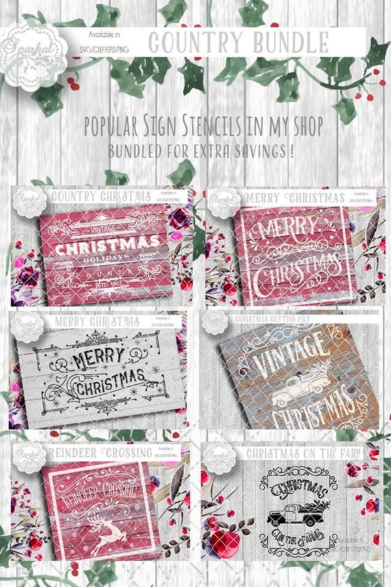 Download Vintage COUNTRY CHRISTMAS Bundle Sale SVG Files Vector