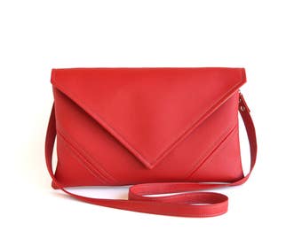 Red Clutch Bag Bridesmaid Clutch Vegan Leather Clutch Purse Gift For Her Evening Bag Vegan Purse Envelope leather Clutch Evening Clutch