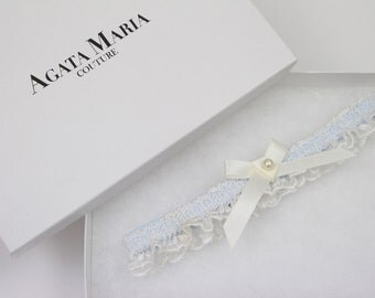 Alice Something Blue Wedding Garter, Ivory Wedding Garter, Toss Garter, Lace Garter, Swarovski Pearl Bridal Garter, Wedding Garter Gift