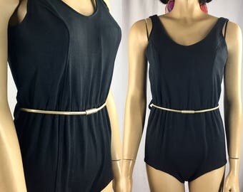 On SALE Vintage 1950s Swimsuit Medium Large 36" Black 50s One Piece Bathing Suit Bombshell Pinup Swimsuit Retro ILGWU Label