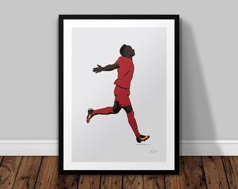Sadio Mane Liverpool Illustrated Poster Print | A6 A5 A4 A3
