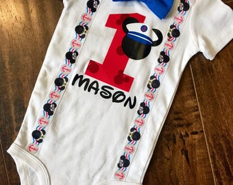 Mickey Birthday Shirt, Nautical Mickey Mouse 1st Birthday Onesie with Bow Tie, Mickey Mouse Birthday Outfit, Mickey Mouse Birthday, Mickey
