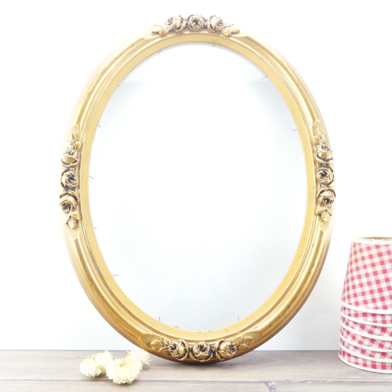 Oval Frame Gilded Wood Antique Wooden Frame Frame With Flowers