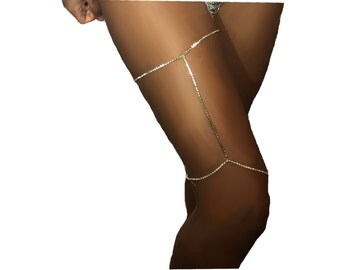 1pc Women Rhinestone Decor Thigh Chain Garter Halloween