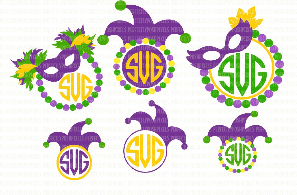 Download Mardi Gras Monograme Frame SVG File DXF eps png jpg Printable