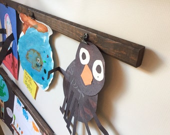 Kids Art Display - Art Display - Art Display Board - Playroom Decor - Kitchen Decor - Wood Wall Art - Rustic Home Decor - Rustic Decor - Art